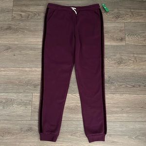 Dip Junior Burgundy Purple‎ Side Stripe Joggers Pants With Pockets Size XL(16)